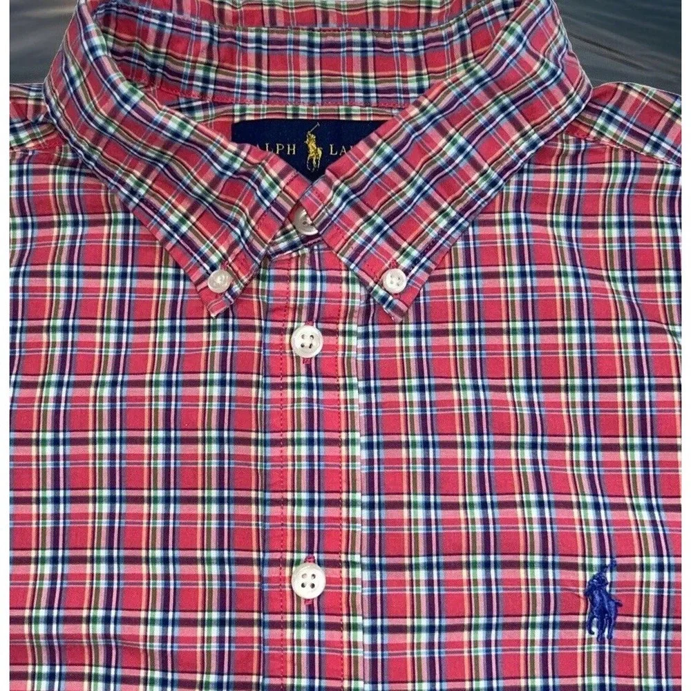 Boys RALPH LAUREN Button Front L/S Shirts Casual Large 14-16 Made India Lot Of 2